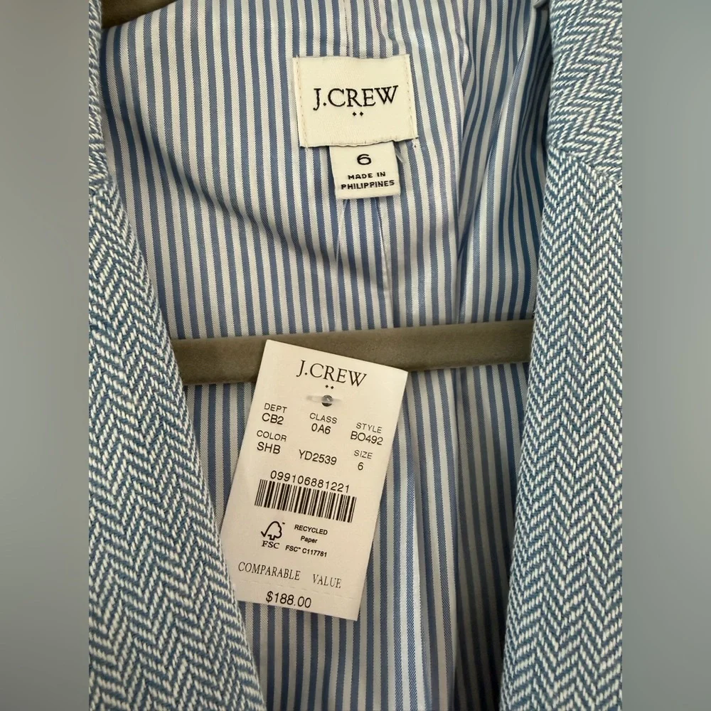 🔥NWT J. Crew Blue Herringbone Blazer - Picture 9 of 12